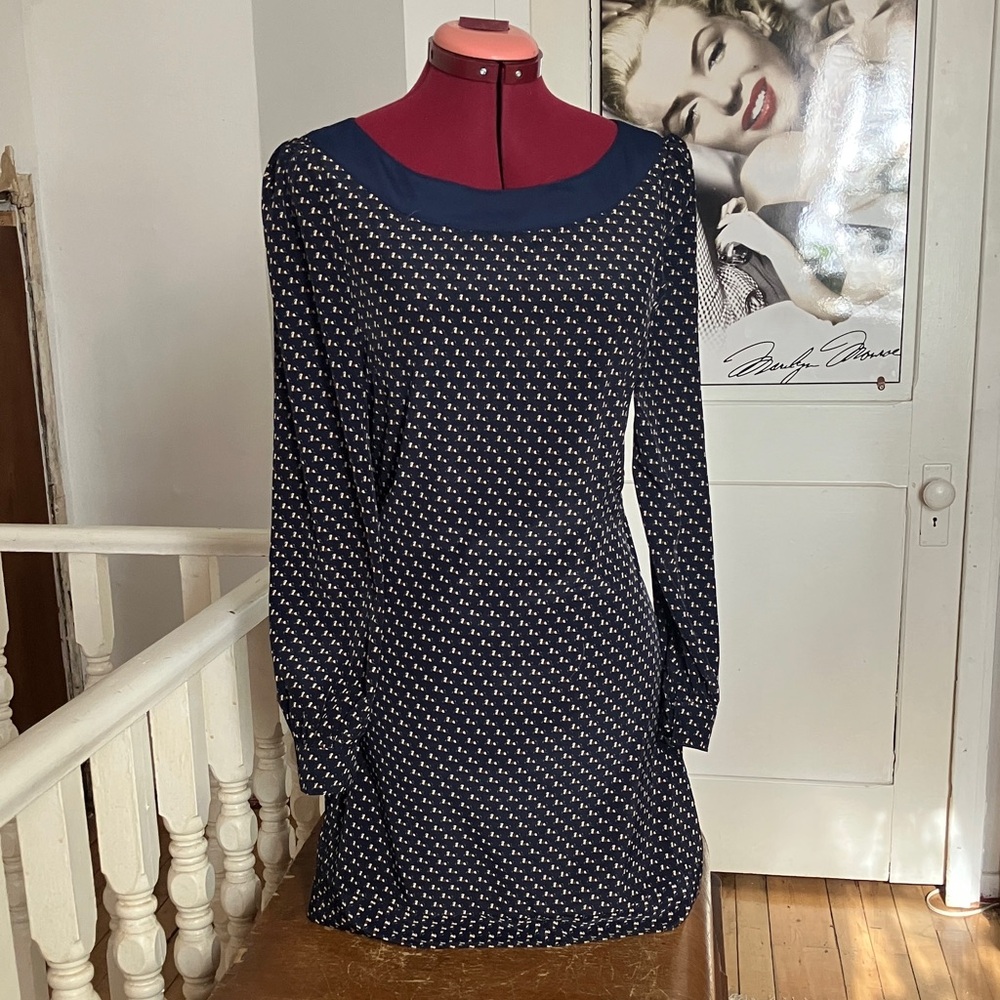 ✨Max C London Navy Tailored Mini Dress with Ditsy Equestrian Horse Print -small